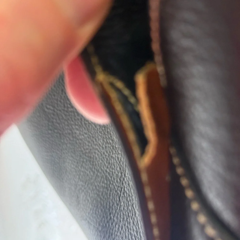 Leather Two-Tone Black and Brown Men's Satchel Bag - Picture 15 of 16